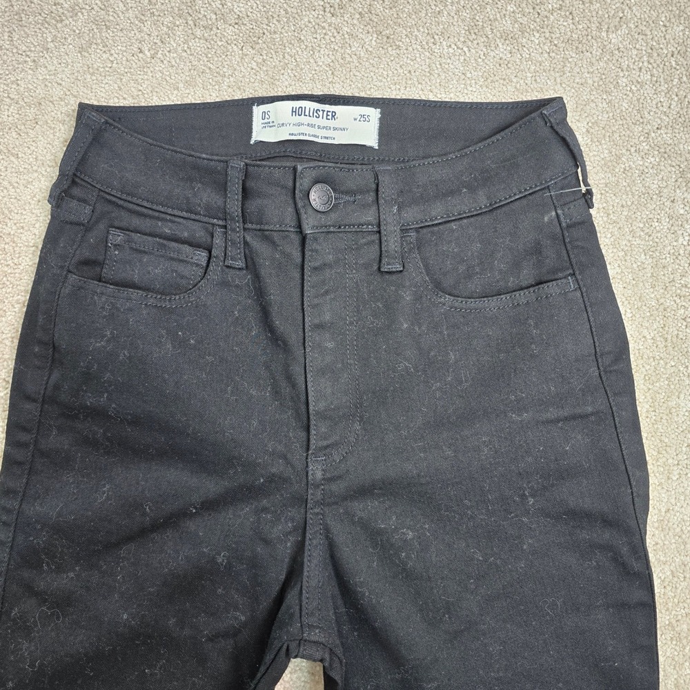 Hollister Curvy High-Rise Super Skinny Black Jeans Womens 0S W25S‎ Stretch NEW